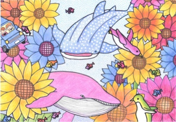 "Flower field and aquarium"