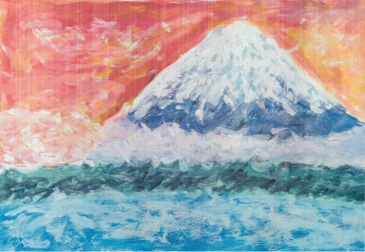 "Mount Fuji reflected in the lake water"