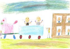 An ox carriage with hot spring