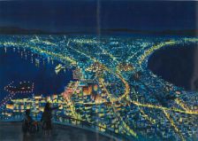 Night view from Mt.Hakodate and moment