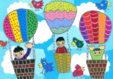 On a colorful balloon