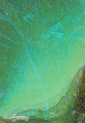 「不思議な風景と車」