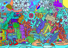 車だらけのテキスタイル