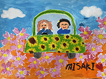 お母さんと一緒にコスモス畑